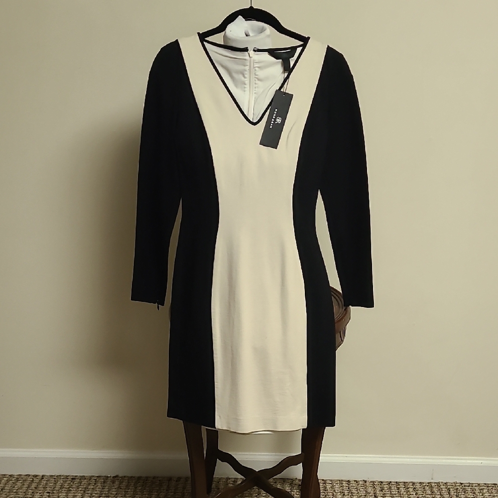 Chic Monochrome Long Sleeve Dress